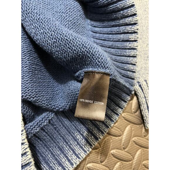 The J Peterman Company Indigo Dye Knit Sweater Sailor Anchor Nautical Mens Med - Picture 4 of 8